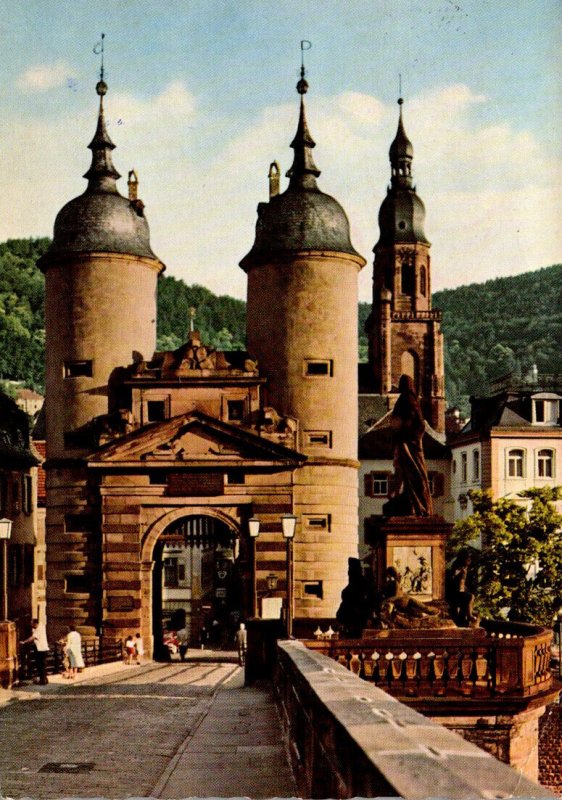 Germany Heidelberg Das Brueckentor Mit Karl Theodor Denkmal 1960