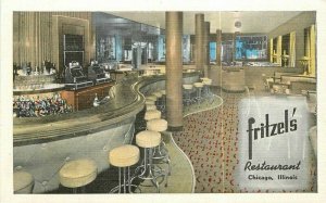 Chicago Illinois Fritzel's Restaurant 1940s Kropp Interior Postcard 21-5683