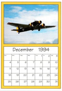 Airplanes 1994 Calendar Card December AirShow '94 Oshkosh Wisconsin Junk...