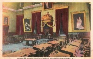 Vintage Postcard 1920s Interior Provincial Parliament Bldg. Fredericton N.B. Can