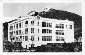 Ketchikan Alaska~High School Building~Playground by House~Mtn Bknd~1947 RPPC