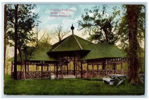 c1950 Dancing Pavilion Bever Park Sheds Benches Cedar Rapids Iowa IA Postcard