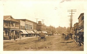 Perry NY Main Street View Storefronts Horse & Wagons Real Photo Postcard