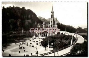 Old Postcard Lourdes Basilica and the Esplanade