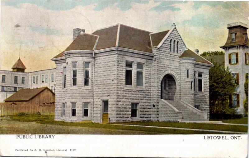 Postcard Ontario Listowel Public Library Publ. Warwick Bros. & Rutter 1909 K82