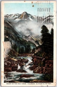 Colorado CO, 1924 Mount of The Holy Cross, Rocky River, Trees, Vintage Postcard