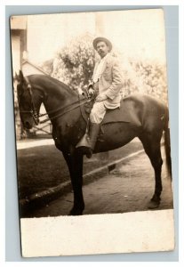 Vintage 1908 RPPC Postcard Man on Horse in San Francisco California