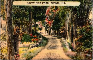 Greetings from Berne Indiana Postcard 1943 W Lawrence to Eleanor Hamm Kimmswick