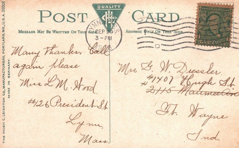 Vintage Postcard 1908 High Rock Observatory and Stone Cottage Lynn Massachusetts 