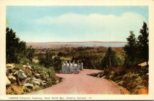 VINTAGE POSTCARD FERGUSON HIGHWAY LOOKOUT NEAR NORTH BAY ONTARIO CANADA c. 1930