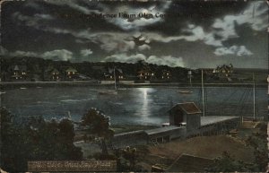 Onset Massachusetts Cape Cod Glen Cove at Night c1910 Vintage Postcard