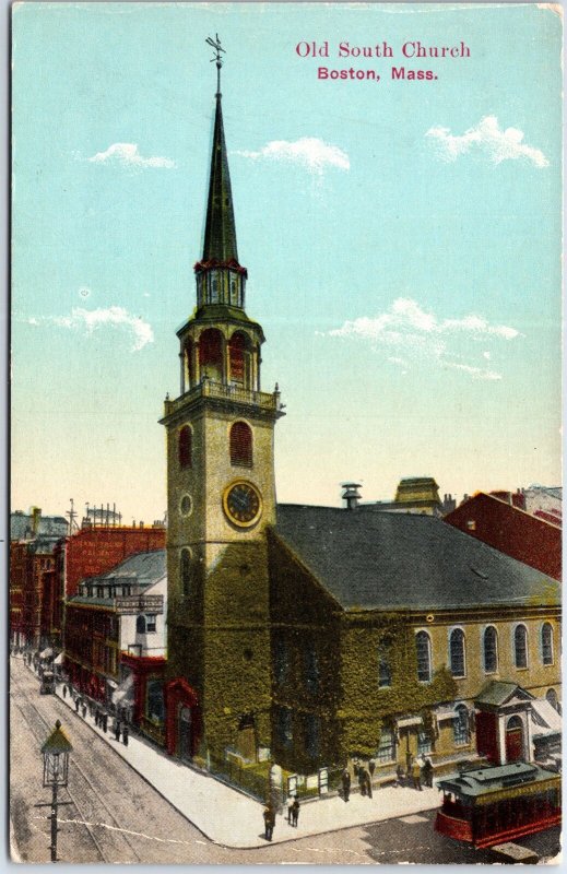 VINTAGE POSTCARD STREET SCENE BESIDE THE BUNKER HILL MONUMENT BOSTON MASS 1910s