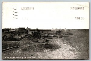 WW1 1917  French Guns Pounding German Trenches  Postcard