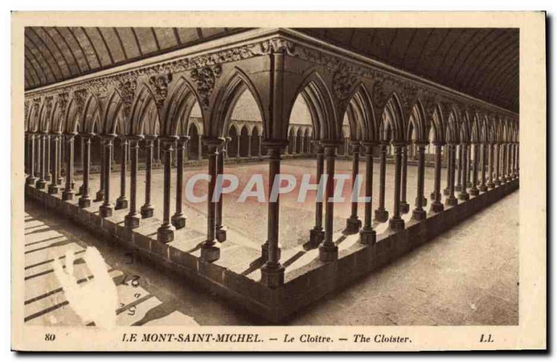 Old Postcard Mont Saint Michel Le Cloitre