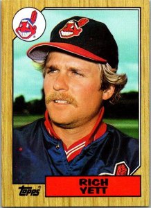 1987 Topps Baseball Card Rich Yett Cleveland Indians sk3065