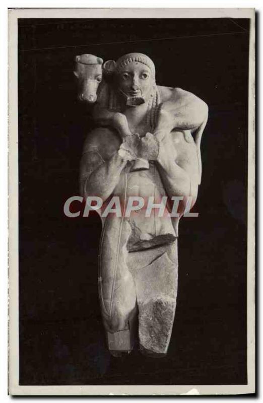 Old Postcard Museum of & # 39ACropole d & # 39Athenes archaic statue Moschophore