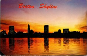 East Boston Skyline Sunset Across Harbor Reflection VTG Postcard UNP Unused 