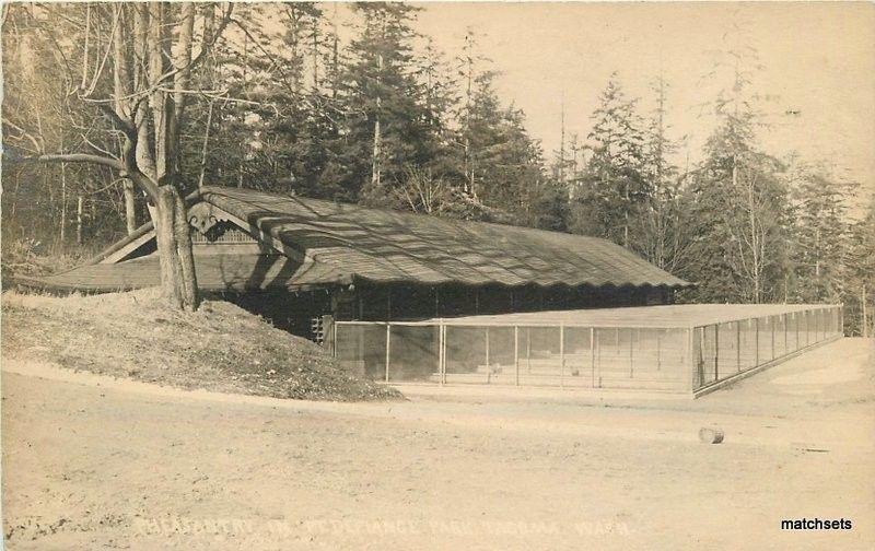 1917 Tacoma Point Defiance Pheasant Cages Muir RPPC Real photo postcard 1006