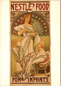 VINTAGE CONTINENTAL SIZE POSTCARD NESTLE INFANT FOOD ADVERT (1897) REPRODUCTION