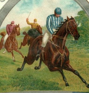 1880s-90s Mayo's Tobacco Eglantine & Ivy Horse Race Jockey Fab! #5G