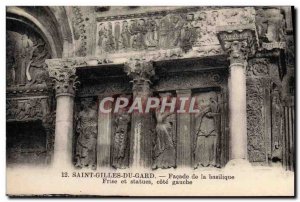 Old Postcard Saint Gilles Du Gard Facade Of The Basilica Friesland and statue...