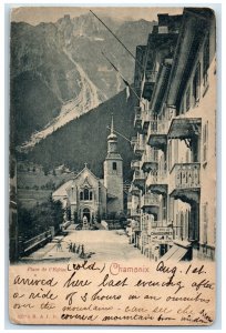 1899 View of Chamonix Church Square France Posted Antique Postcard