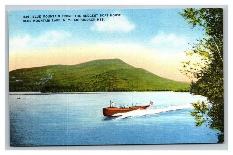 Vintage 1940's Postcard The Hedges Boat House Blue Mountain Lake Adirondack NY
