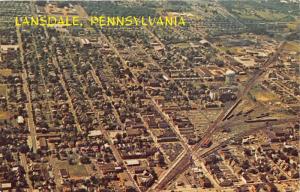 Lansdale Pennsylvania Aerial View~Streets-Houses-Water Tower~1960s Postcard