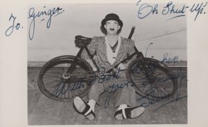 Charlie Chaplin Lookalike Old Theatre Comedian Bicycle Signed Photo