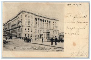 1905 Court House And Battle Monument Baltimore Maryland MD Antique Postcard