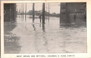 West Broad and Mitchell, Columbus OH Flood c1913 UDB Vintage Postcard L77