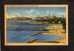 OH Beach Edgewater Park Cleveland Ohio Linen Postcard