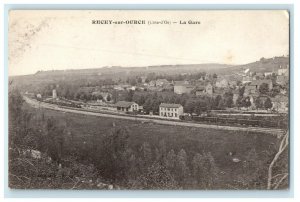 c1910's Birds Eye View Of  Recey Sur Ource La Gare France Antique Postcard 