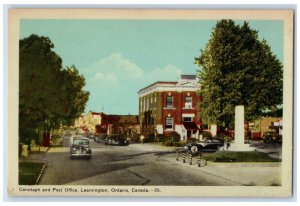 c1950's Cenotaph and Post Office, Leamington Ontario Canada Vintage Postcard