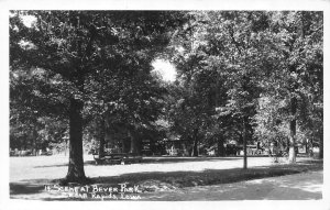 RPPC, Cedar Rapids IA Iowa  BEVER PARK SCENE Trees~Pavilion  ca1930's Postcard