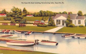 Espyville Pennsylvania boats at boat landing linen antique pc ZD549870