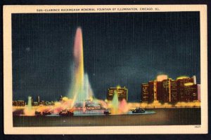 Illinois CHICAGO Clarence Buckingham Memorial Fountain by Illumination LINEN