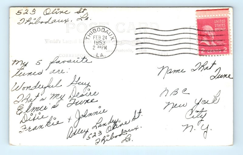 RPPC Louisiana LA Thibodaux Aerial View Real Photo Postcard