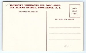 PROVIDENCE, RI Rhode Island ~ State Room JOHNSON'S SEA FOOD GRILL 1950 Postcard