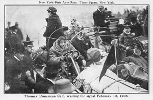 Thomas, America Car waiting for signal Feb 12, 1908 Automobile Racing, Race C...