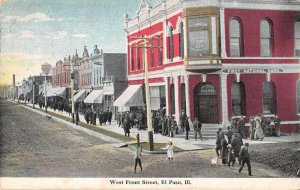 El Paso Illinois West Front Street Vintage Postcard AA8386