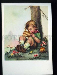 211683 BULGARIA little boy musician old postcard
