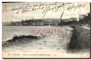 Postcard Old Cannes Croisette and overlooking the Mount Knight