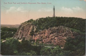 Postcard East Rock Park + Soldier's Monument New Haven CT