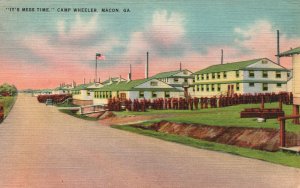 Vintage Postcard 1944 It's Mess Time Camp Wheeler Macon Georgia GA