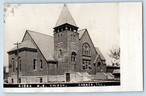 Chenoa Illinois IL Postcard RPPC Photo M E Church Exterior View 1910 Antique