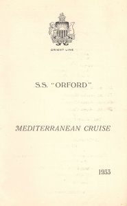 SS Orford 1933 Orient Line Tuy Pontevedra Mediterranean Cruise Book -let