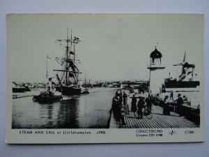 Littlehampton STEAM SHIP AND SAIL c1905 Postcard by Pamlin Repro C1580