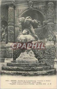 Postcard Old Paris Luxembourg Garden Fountain Medici Group Central Moitie Bro...