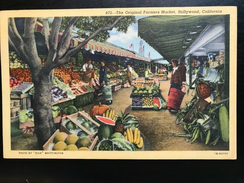 Vintage Postcard 1946 Original Farmer's Market Hollywood California (CA)